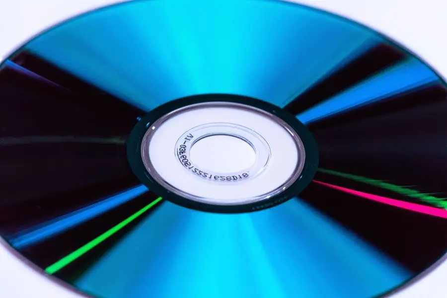 Vivid close-up image showing reflections on a colorful CD disc.