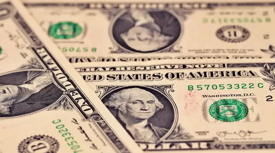 Detailed close-up of US one dollar bills showcasing intricate design and texture.