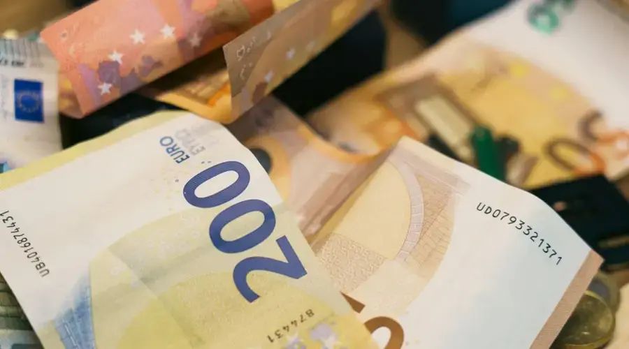 Close-up of assorted euro banknotes symbolizing finance, currency, and budget management.