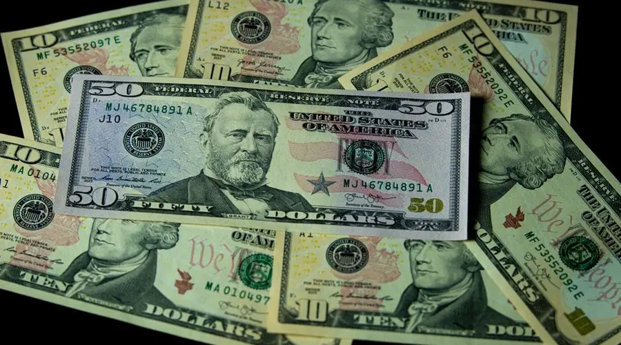Detailed image of various U.S. dollar banknotes, showcasing currency and money theme.