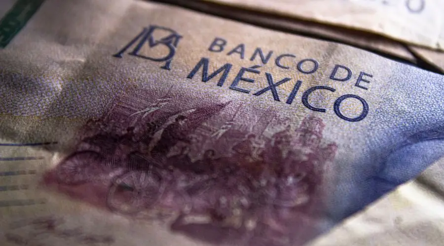 Detailed view of a Mexican peso banknote featuring Banco de México text.