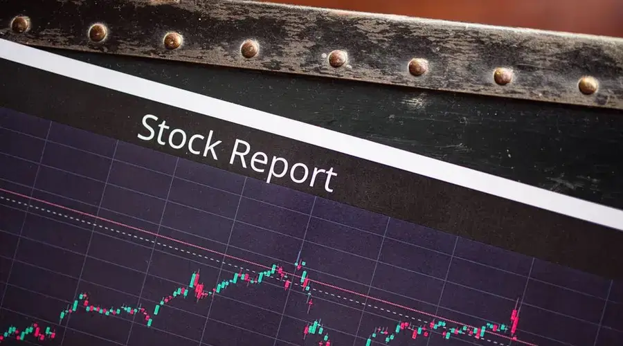Detailed view of a stock report displaying a market performance graph with data trends.
