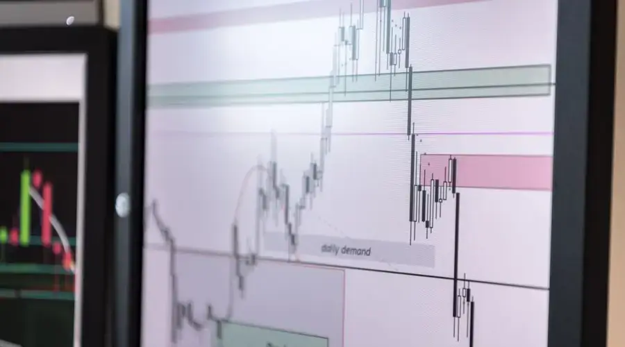 Detailed view of a trading chart analyzing cryptocurrency trends and market data.