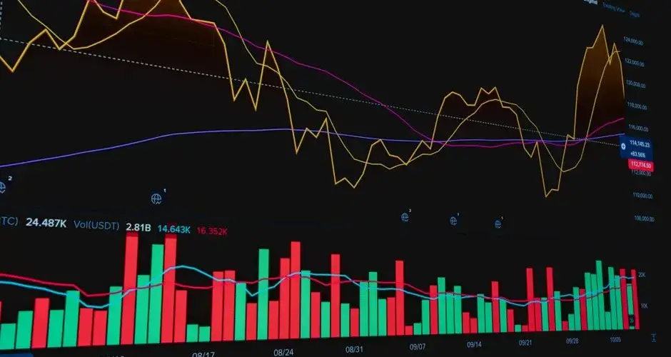 An analytical chart showcasing dynamic cryptocurrency market trends and data visualization.
