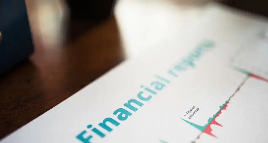 Detailed view of a financial report with a focus on graphs and data analysis.