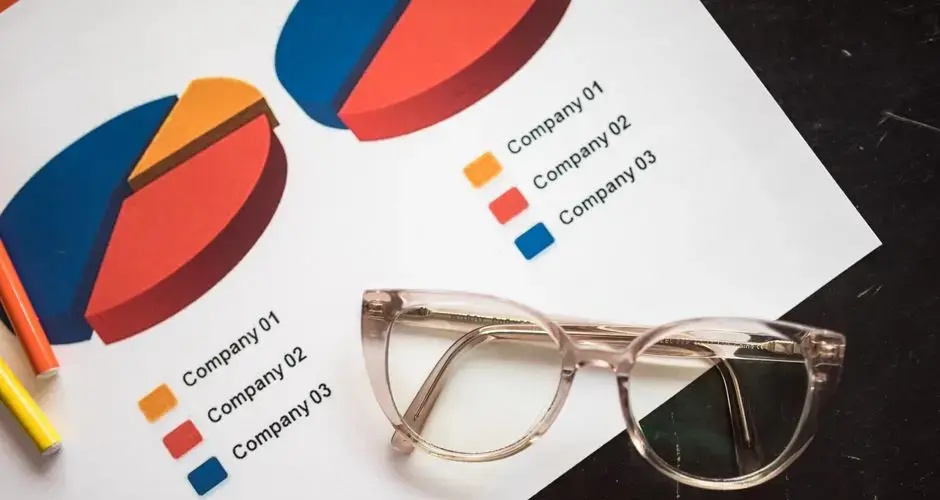Photo of business charts and eyeglasses on a desk, ideal for finance and analytics themes.