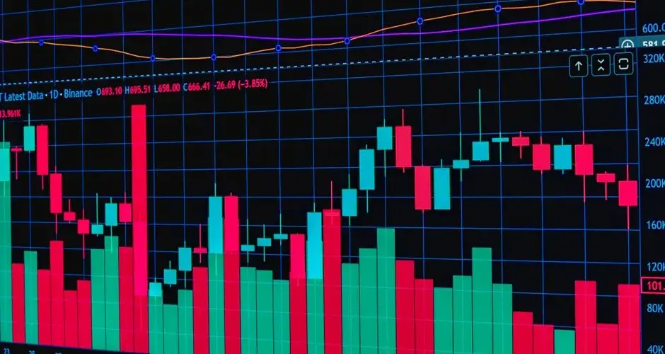 Dynamic trading chart showcasing cryptocurrency market trends and fluctuations.