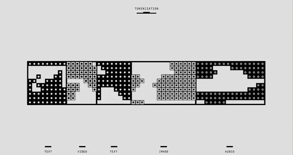 Black and white abstract design illustrating the concept of tokenization.