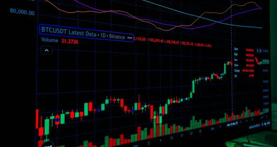A close-up of Bitcoin trading graph showcasing market trends and data analysis.