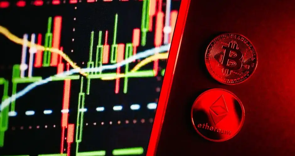 A vibrant image showcasing Bitcoin and Ethereum coins alongside a digital trading graph.