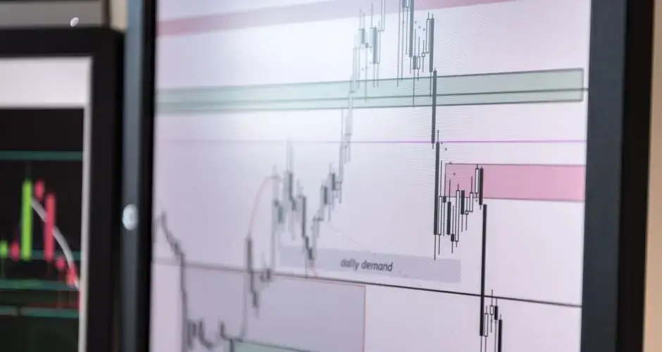 Detailed view of a trading chart analyzing cryptocurrency trends and market data.